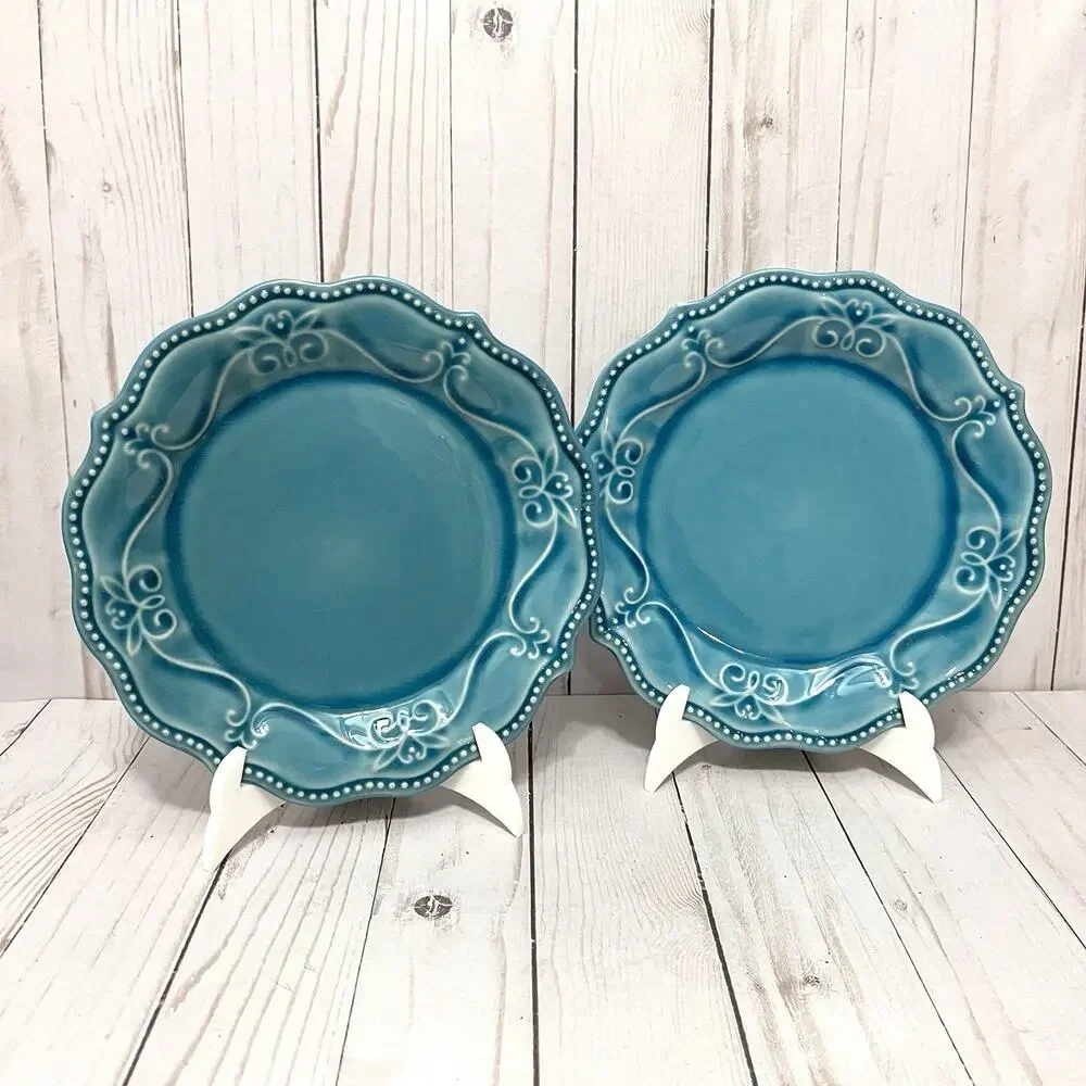 Pioneer Woman Set of 2 Lunch Salad Dessert Plates Paige Denim Blue Crackle